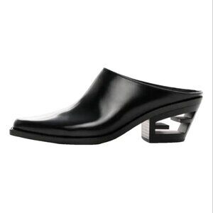 NWT! Fendi Black Leather Sabot Mules